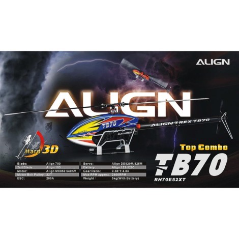 Align T-Rex TB70 Electric Top Combo Helicopter Kit (Blue) w/Motor, ESC, Servos, & Blades Align T-Rex TB70 Electric Top Combo Helicopter Kit (Blue) w/Motor, ESC, Servos, & Blades