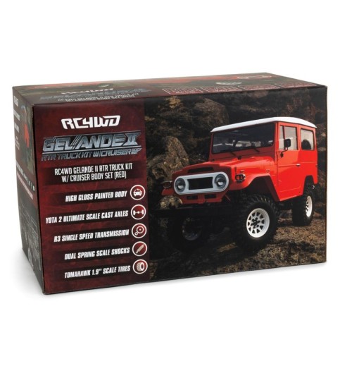 RC4WD Gelande II RTR 1/10 Scale 4WD Crawler w/Cruiser Body Set (Red) & 2.4GHz Radio