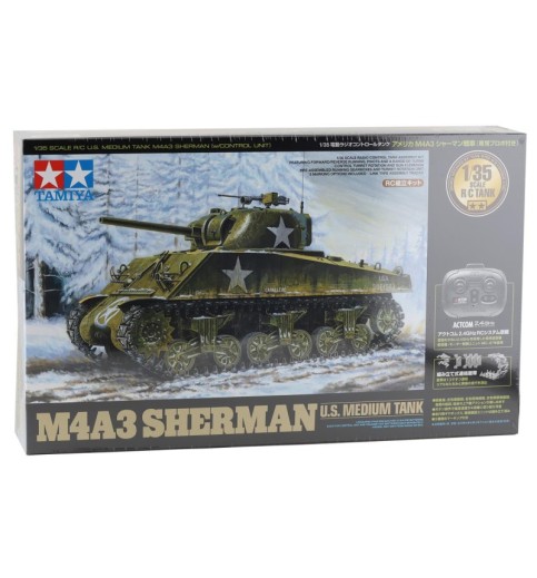Tamiya 1/35 U.S. M4A3 Sherman Medium RC Model Tank Kit w/TTU-10 Transmitter & MC-07 Control Unit