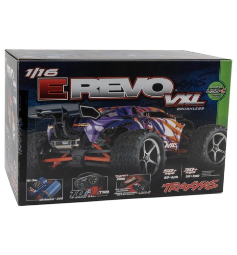 Traxxas E-Revo VXL Brushless 1/16 4WD RTR Monster Truck w/VXL-3m ESC, TQi 2.4GHz Radio, Battery & USB-C Charger